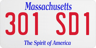 MA license plate 301SD1