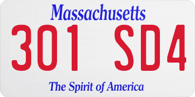 MA license plate 301SD4