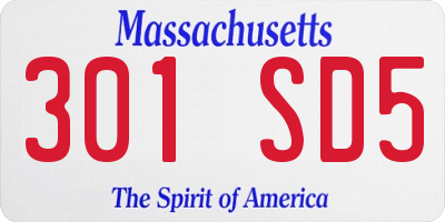 MA license plate 301SD5