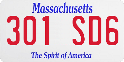 MA license plate 301SD6