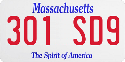 MA license plate 301SD9