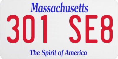 MA license plate 301SE8