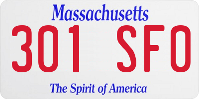 MA license plate 301SF0