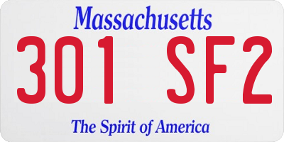 MA license plate 301SF2