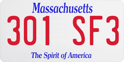 MA license plate 301SF3