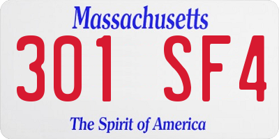 MA license plate 301SF4