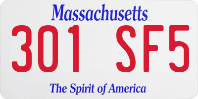 MA license plate 301SF5