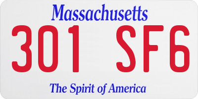 MA license plate 301SF6