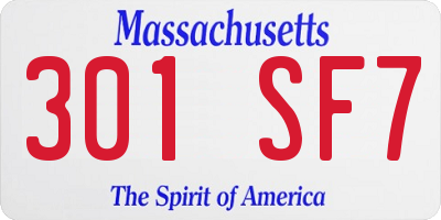 MA license plate 301SF7