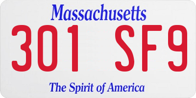 MA license plate 301SF9