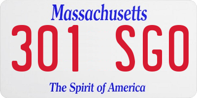 MA license plate 301SG0