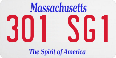 MA license plate 301SG1