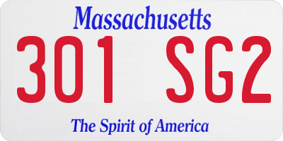 MA license plate 301SG2