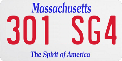 MA license plate 301SG4