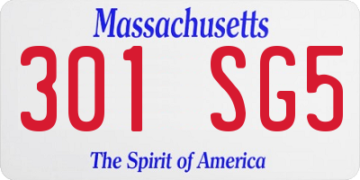 MA license plate 301SG5