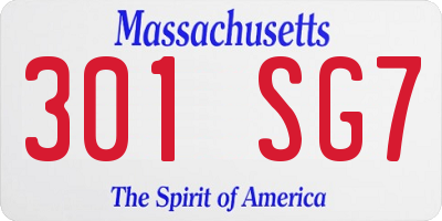 MA license plate 301SG7