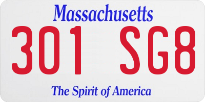 MA license plate 301SG8