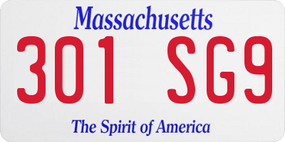 MA license plate 301SG9