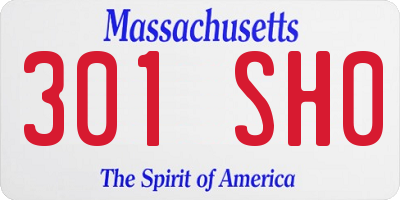 MA license plate 301SH0