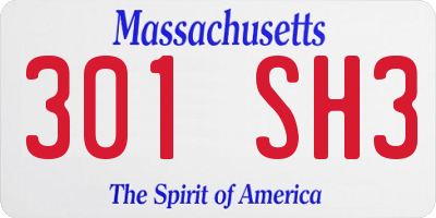 MA license plate 301SH3