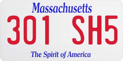 MA license plate 301SH5