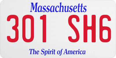 MA license plate 301SH6