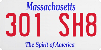 MA license plate 301SH8