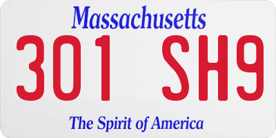 MA license plate 301SH9