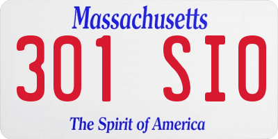 MA license plate 301SI0