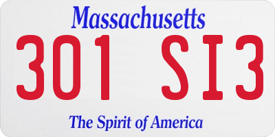 MA license plate 301SI3