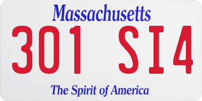 MA license plate 301SI4