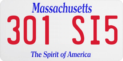 MA license plate 301SI5