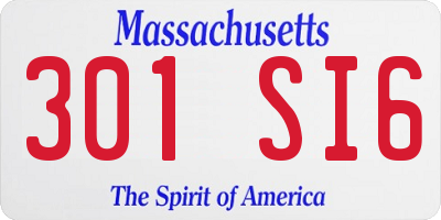 MA license plate 301SI6