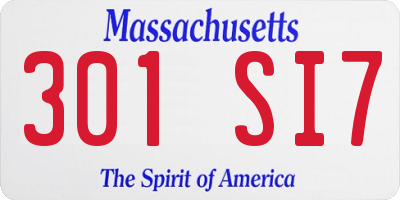 MA license plate 301SI7