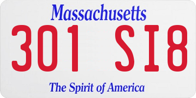 MA license plate 301SI8