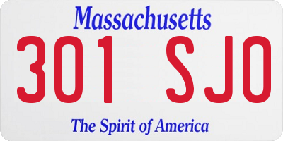 MA license plate 301SJ0