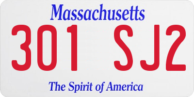 MA license plate 301SJ2