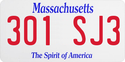 MA license plate 301SJ3