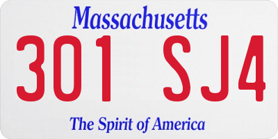 MA license plate 301SJ4