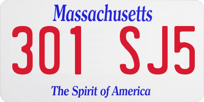 MA license plate 301SJ5