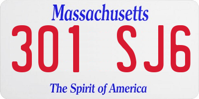 MA license plate 301SJ6
