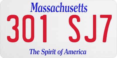 MA license plate 301SJ7