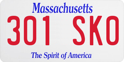MA license plate 301SK0
