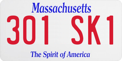 MA license plate 301SK1