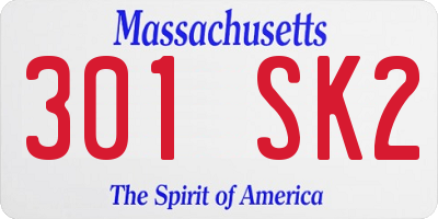 MA license plate 301SK2