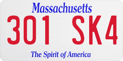MA license plate 301SK4
