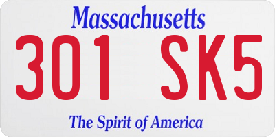 MA license plate 301SK5
