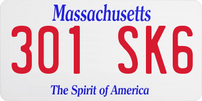 MA license plate 301SK6
