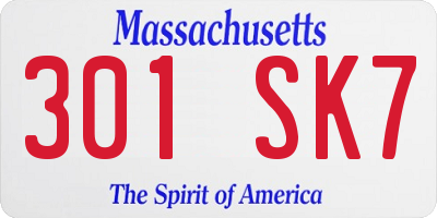 MA license plate 301SK7