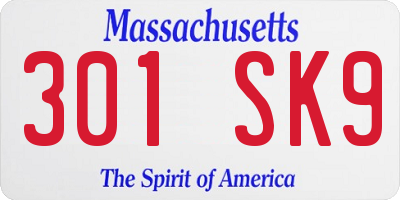 MA license plate 301SK9